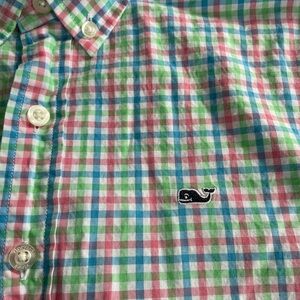 Vineyard Vines Boys Large 16 Plaid Button Down Whale Shirt Dress Youth